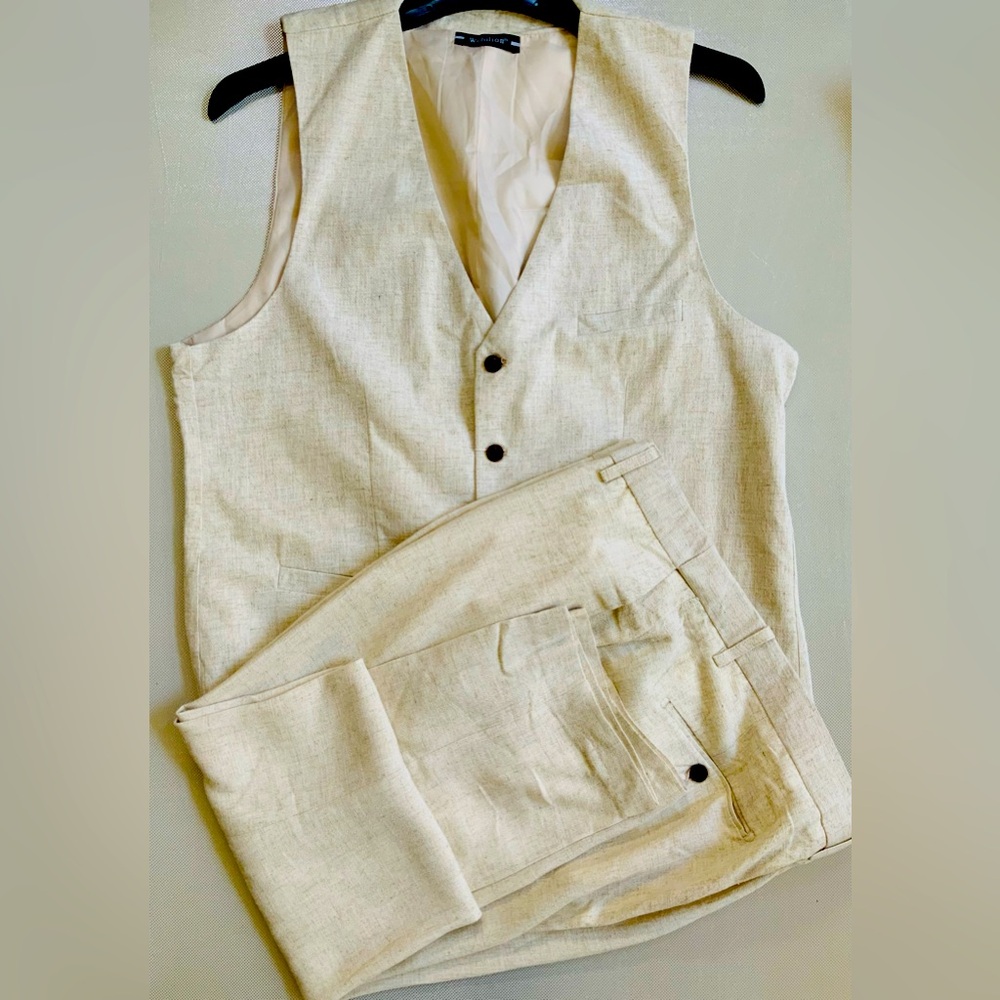 Men’s Linen Suits vest with pants